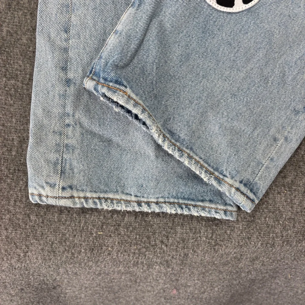 Levi's Light Blue Straight Jeans with Patchwork and Peace Patch